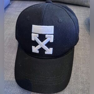 Off-White logo baseball hat. Never worn. Adjustable dad hat style